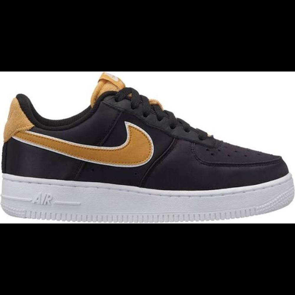 Nike Air Force 1 Low Satin Black Wheat Gold